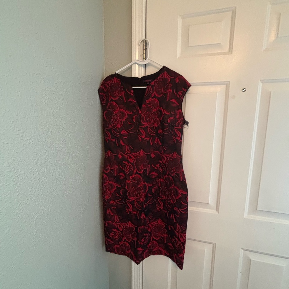 Elegant Black and Red Floral Dress